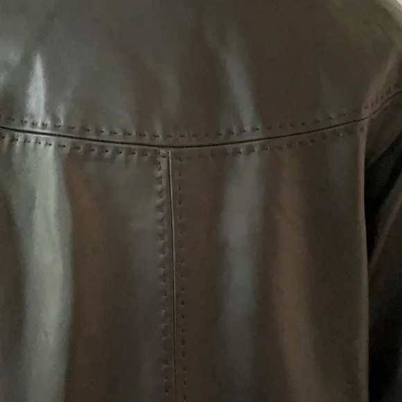 Vintage Soft Black Leather Flared Jacket Sz Small - Picture 5 of 8